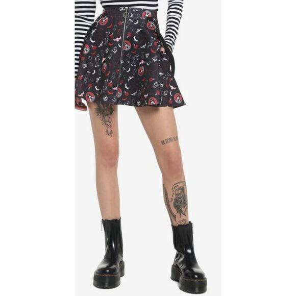 Emily the Strange AOP O-Ring Suspender Black Skirt Medium Goth Witchy Alt Punk - Picture 1 of 10